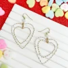 Wrapped Double Heart Dangle Earrings - White