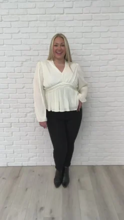 Xanidu Long Sleeve V Neck Blouse in White