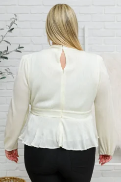 Xanidu Long Sleeve V Neck Blouse in White