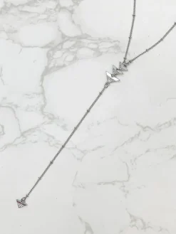 Y Long Arrow Pendant Necklace - Silver