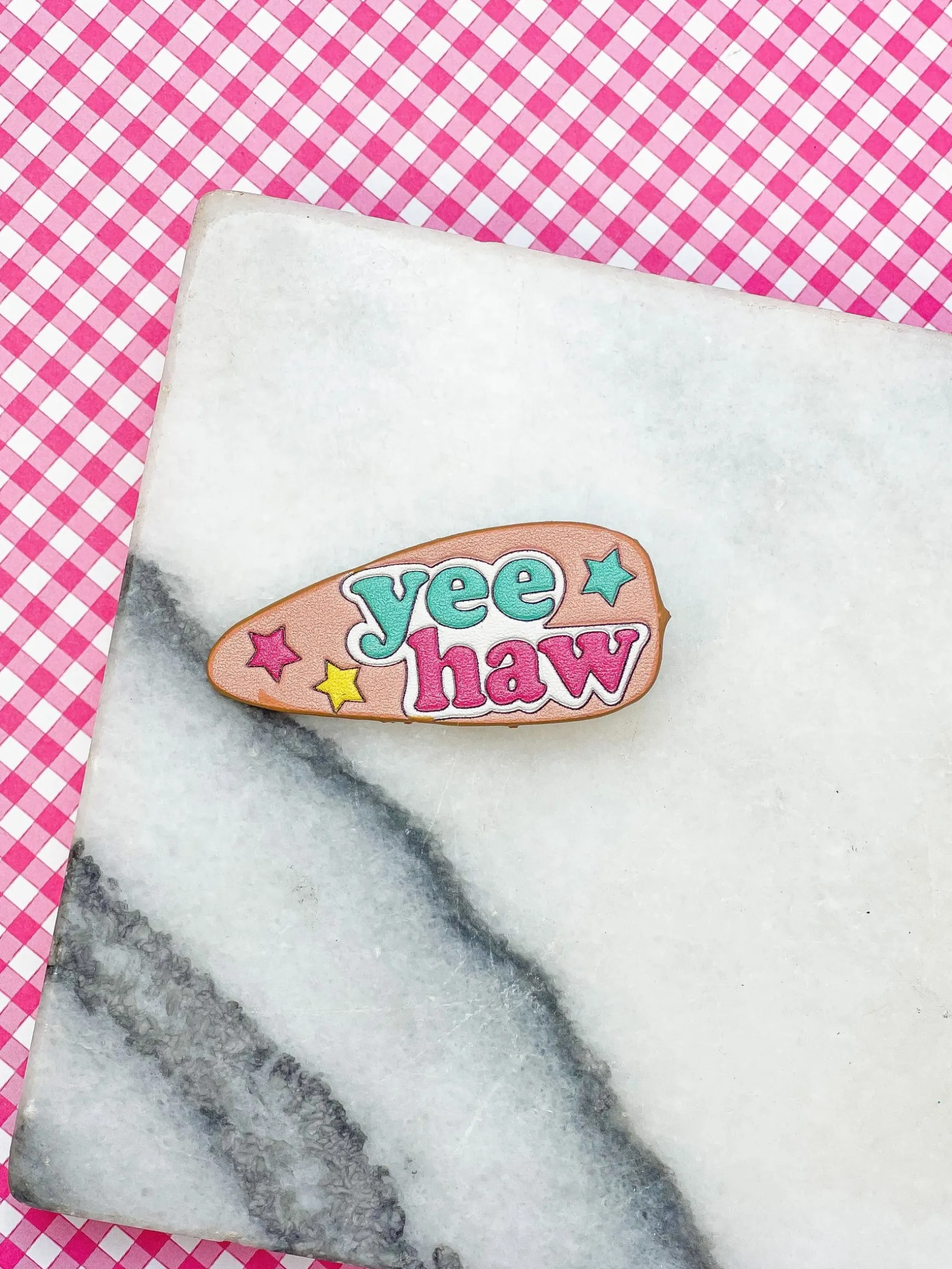 'Yee Haw' Tooled Leather Hair Clip