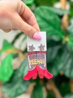 'Yeehaw' Glitter Boot Dangle Earrings