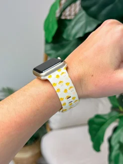 Yellow Chick Printed Silicone Smart Watch Band - One Size