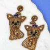 Yorkie Beaded Dangle Earrings