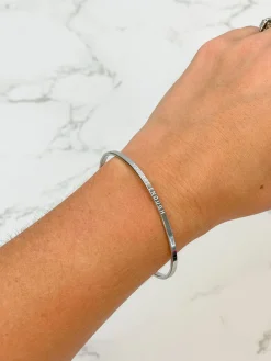 'You Are Enough' Silver Sentiment Bracelet - White