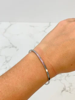 'You Are Enough' Silver Sentiment Bracelet - Pink