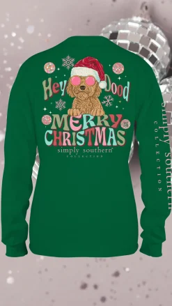 Youth 'Hey Dood' Christmas Pup Long Sleeve Tee by Simply Southern