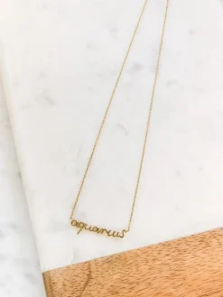 Zodiac Name Plate Necklaces